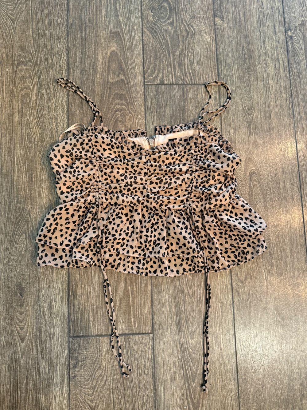 Cotton Candy LA Leopard Ruffle Tank - Tan & Black